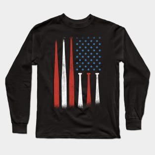 Patriotic Baseball American Flag | 4th of July Long Sleeve T-Shirt